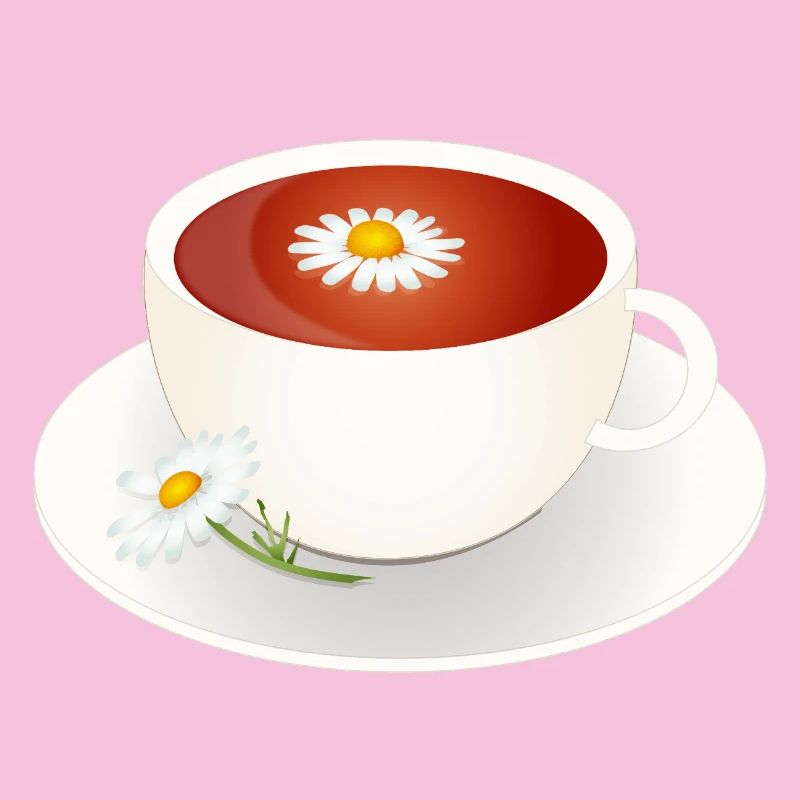 Chamomile tea motif with flower in elegant cup