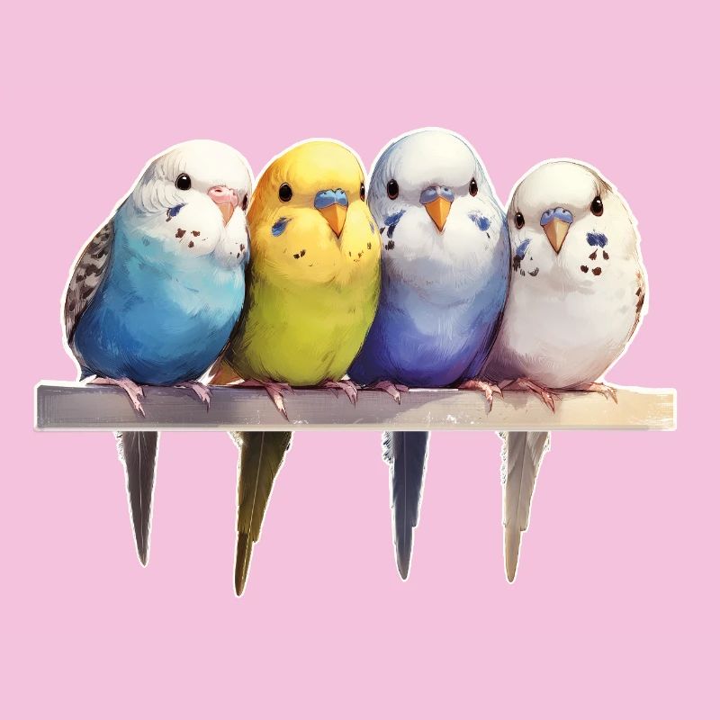 Groupe de perruches ondulées