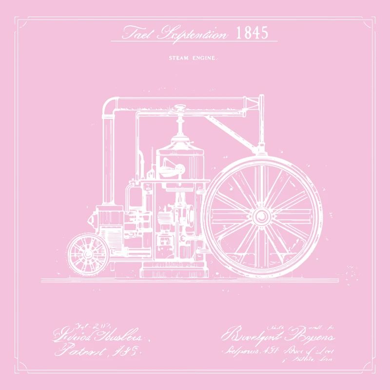 Vintage Steam Engine Blueprint