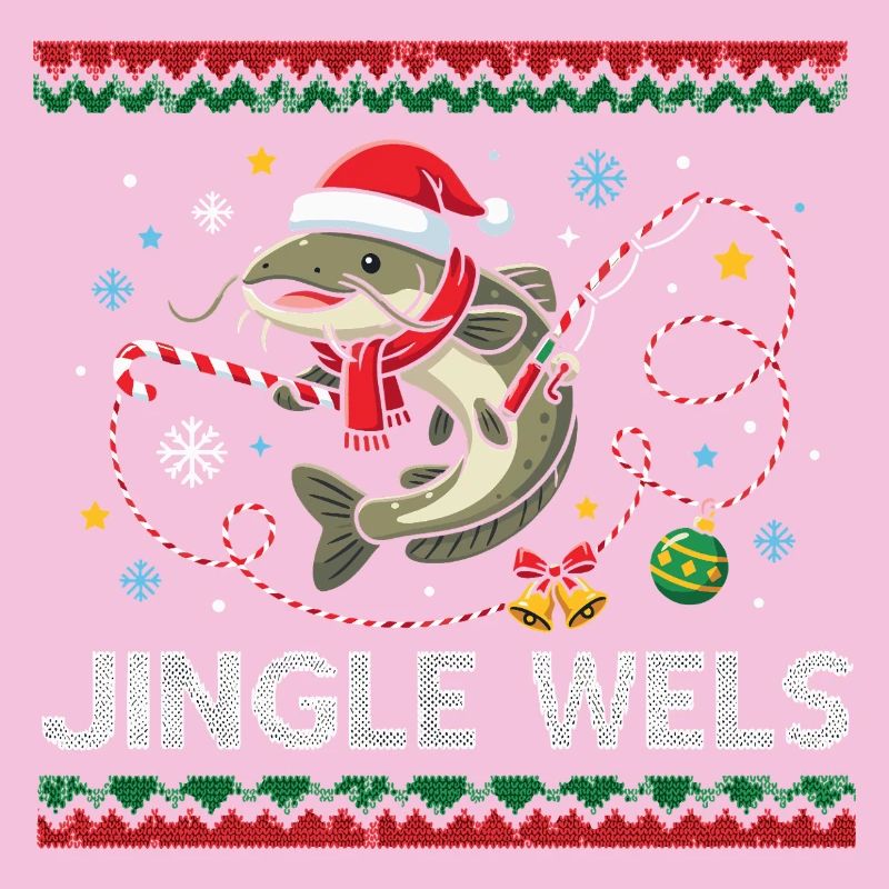 Petri Heil ! Poisson-chat mignon pêcheur de Noël