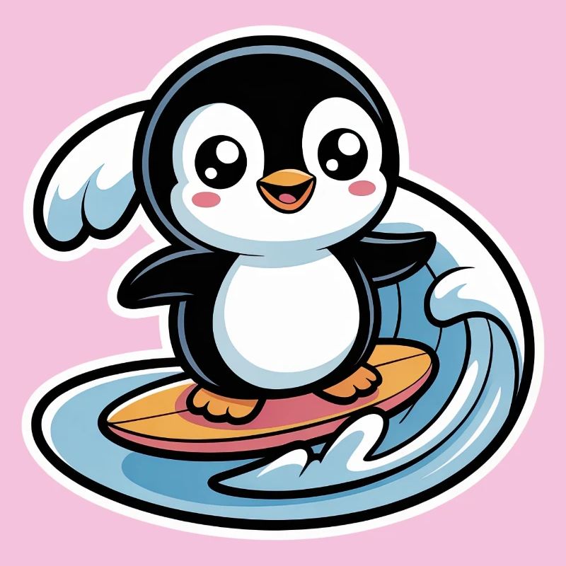 Cute Penguin Surfer 