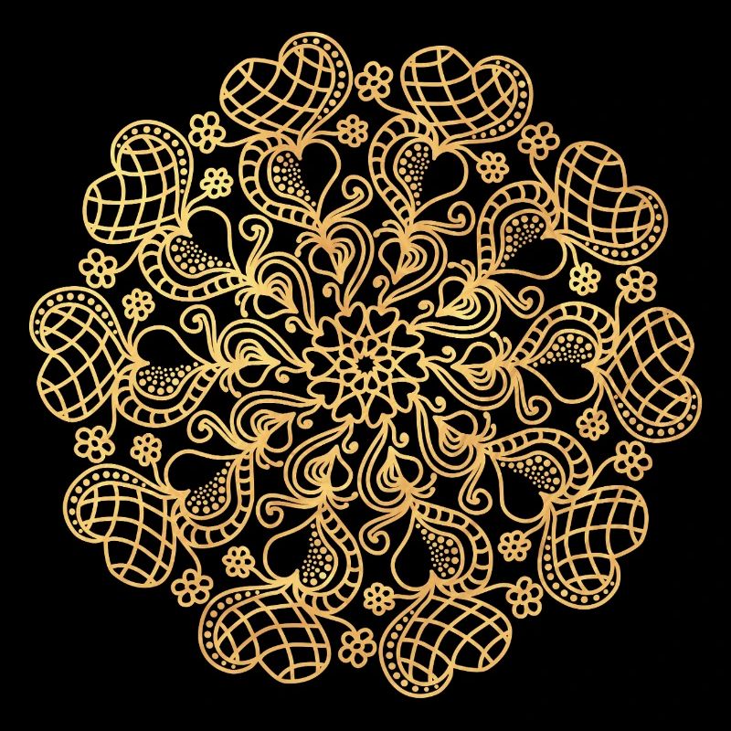 Mandala aus Herzen - gold