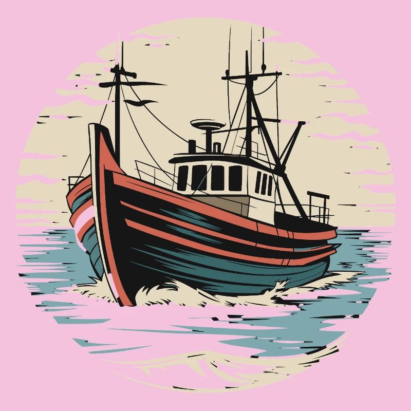  Fischerboot Auf Hoher See Vintage Seemann Maritim