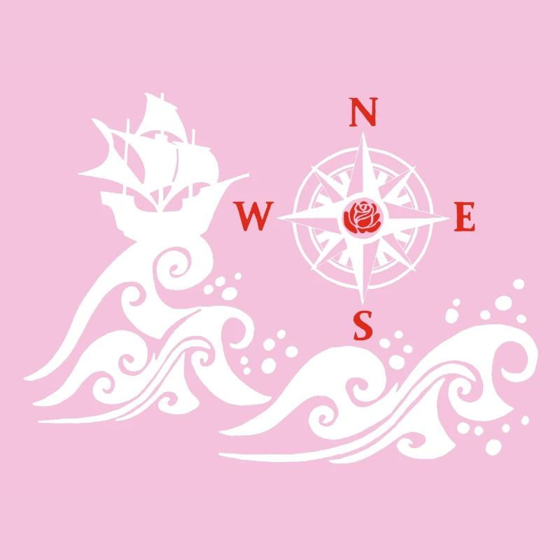 White and compass pink boat