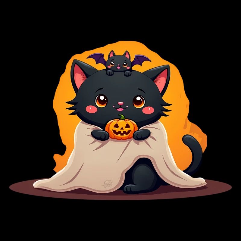 Chat d’Halloween avec citrouille d’Halloween
