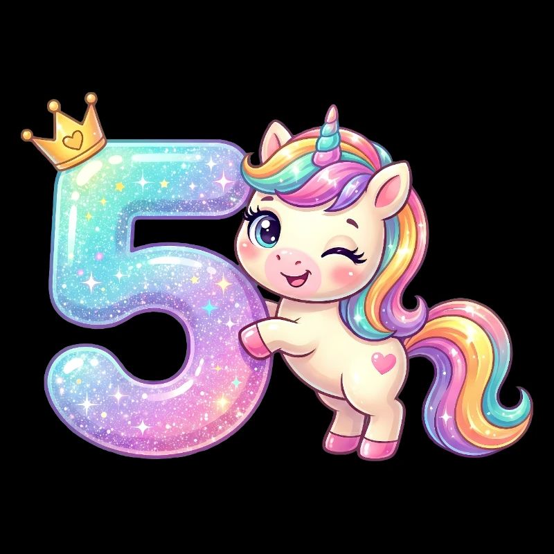 Ich bin 5 Kawaii Einhorn Mädchen Geburtstag