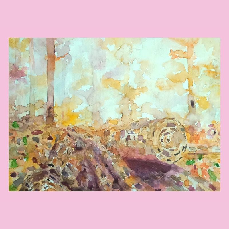 Forest watercolor landscape autumn