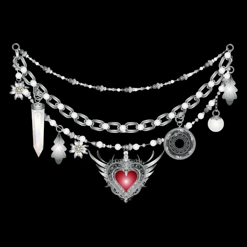 vieux Dirndl Charivari en argent avec de nombreux pendentifs