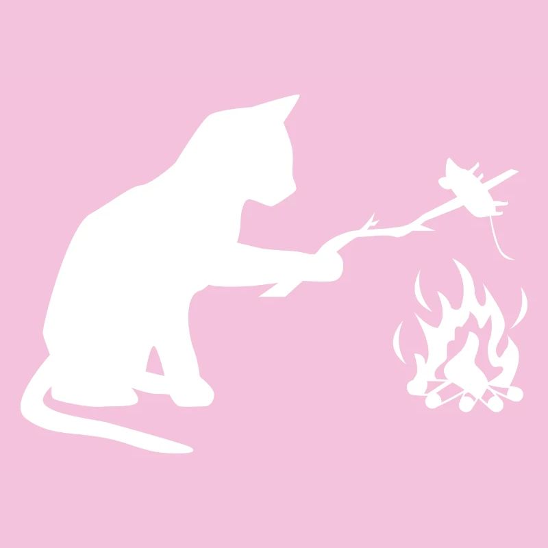 Chat au barbecue, camping, BBQ