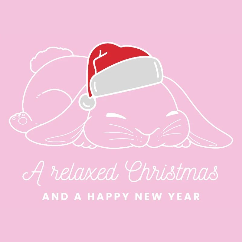 Relaxed Christmas bunny with hat - bright