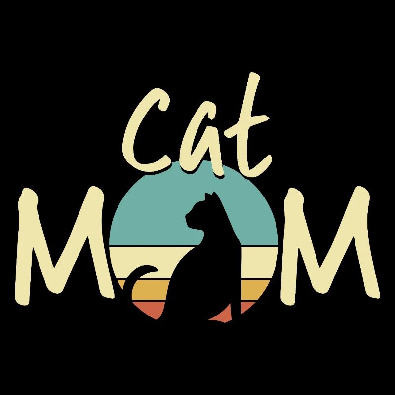 Chat Maman Coucher de Soleil Illustration - Cadeau d’Amant Chaton