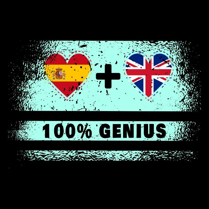 Spain and Great Britain flag 100% genius