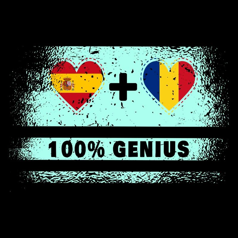 Spain and Romania flag 100% genius
