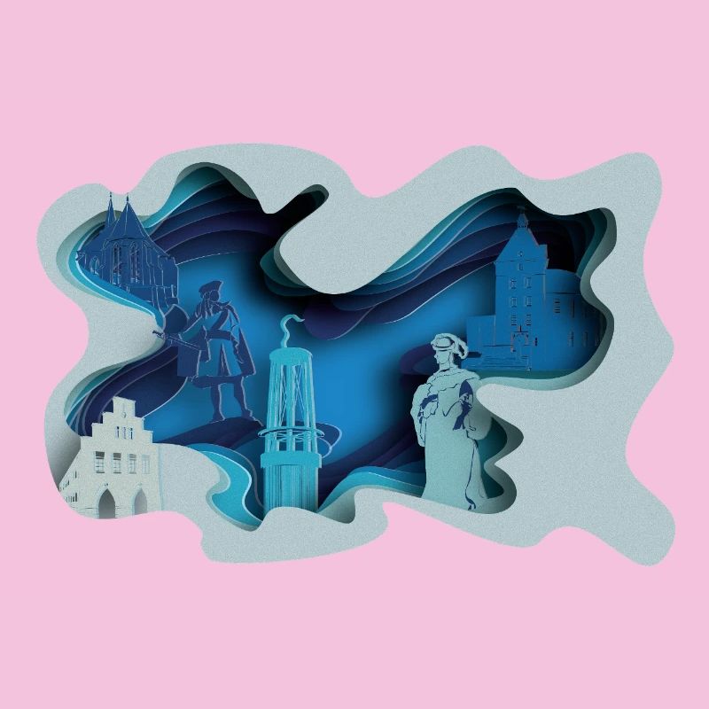 Moers Stadtsilhouette in Hydrographik-Optik