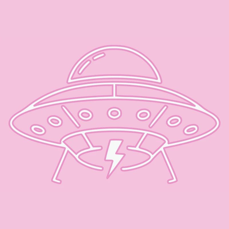 UFO Neon Pink Lightning Party Techno Vector