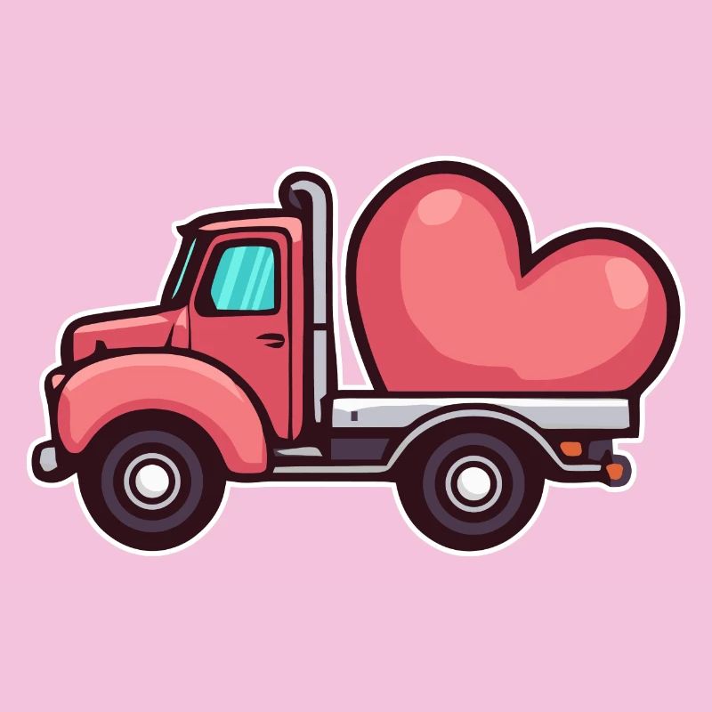 Camion avec coeur Saint-Valentin
