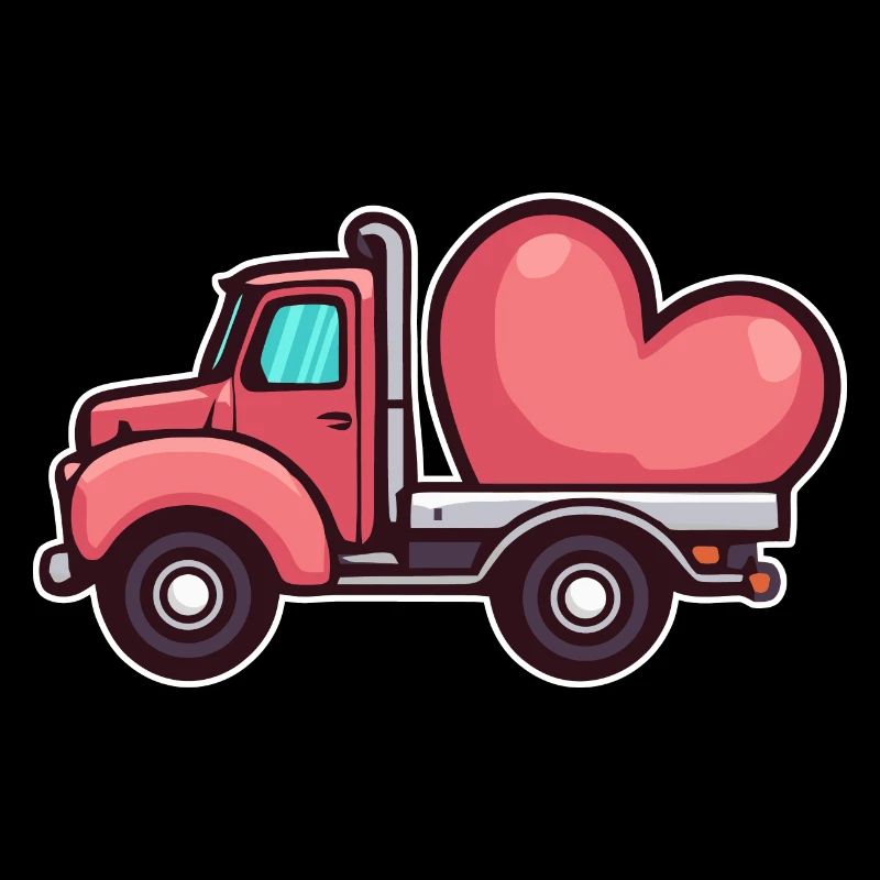 Camion avec coeur Saint-Valentin