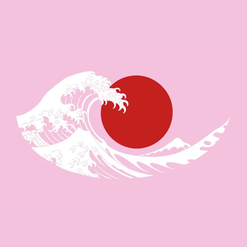 Große Welle Rote Sonne Japanische Ästhetik