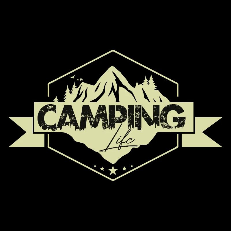 Mountain Camping Nature Panorama Badge