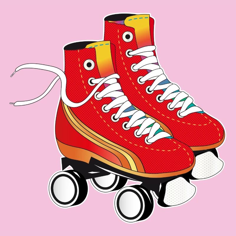 Ein Paar Rollschuhe in auffälligem Rot