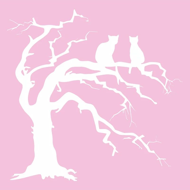 Toter baum mit 2 Katzen Silhouette
