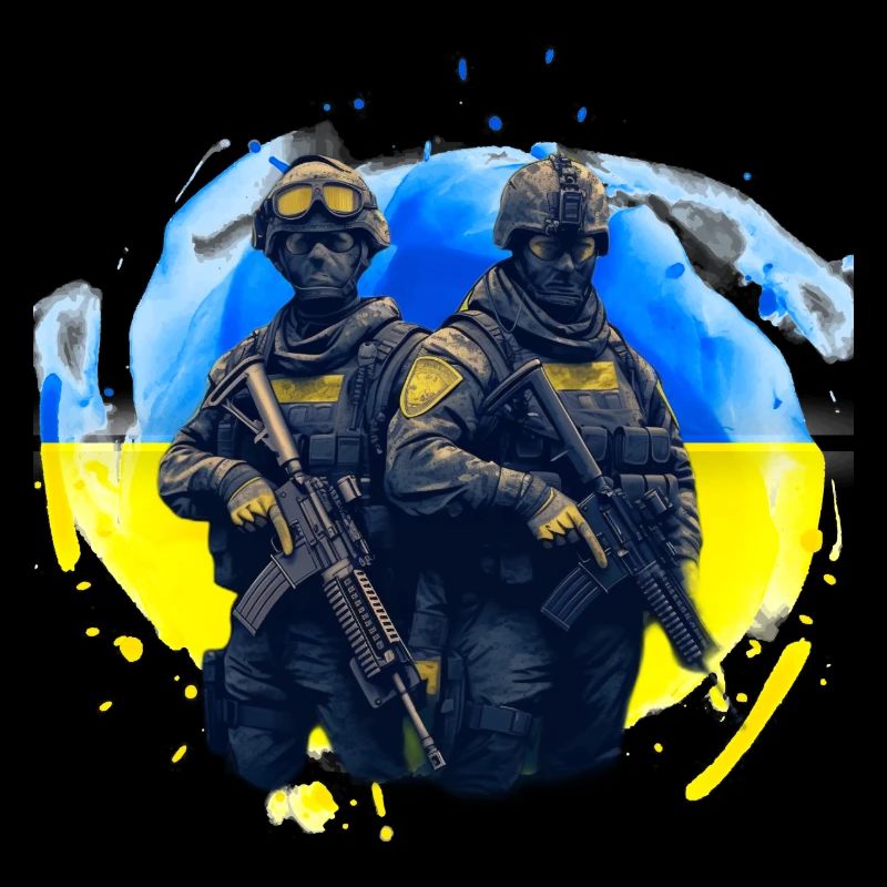 Des soldats devant l’Ukraine Drapeau de la liberté Donbass
