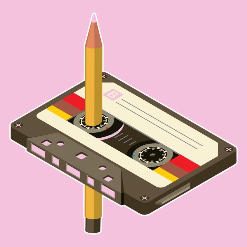 Vintage Kassette mit Bleistift-Design