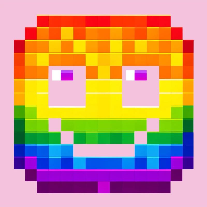 Pixelated Rainbow Smile Face