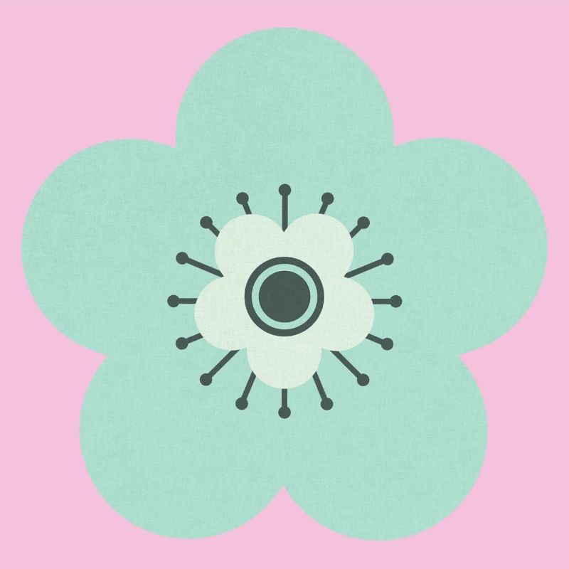 Vert menthe et fleur bleue