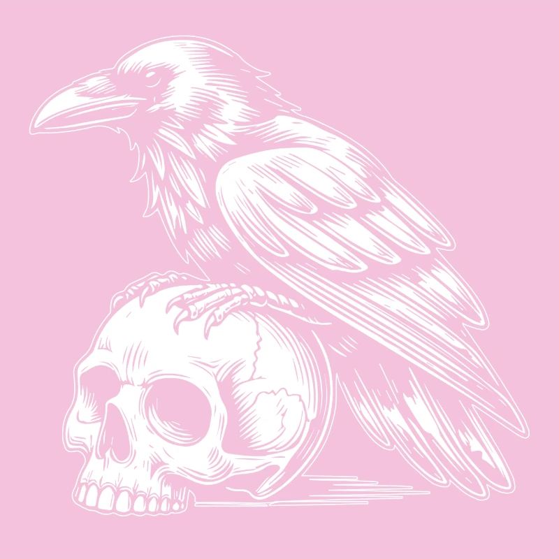 Raven on skull