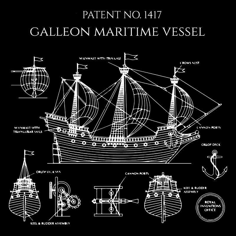 Galeonen-Blaupausen-Segelschiff
