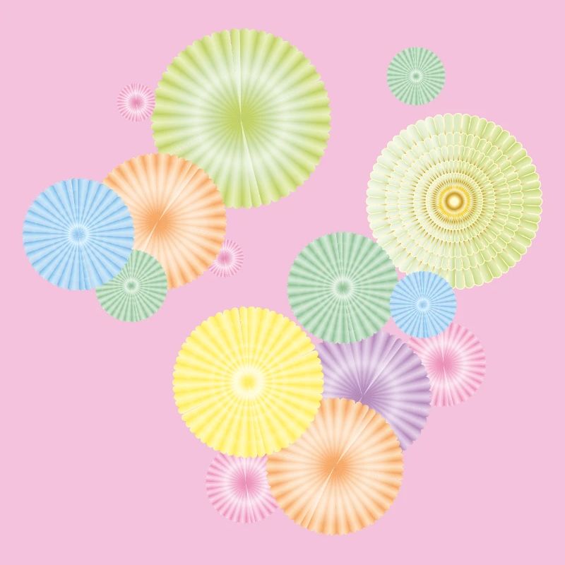 Rosettes pastel – structure en éventail décoratif