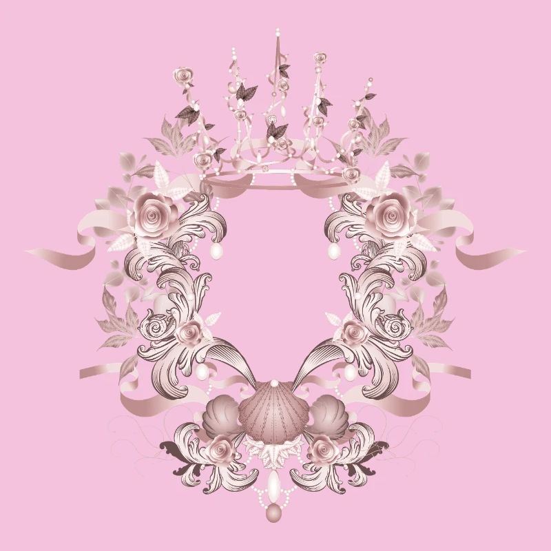 Pink Baroque Frame with Crown & Floral Ornaments