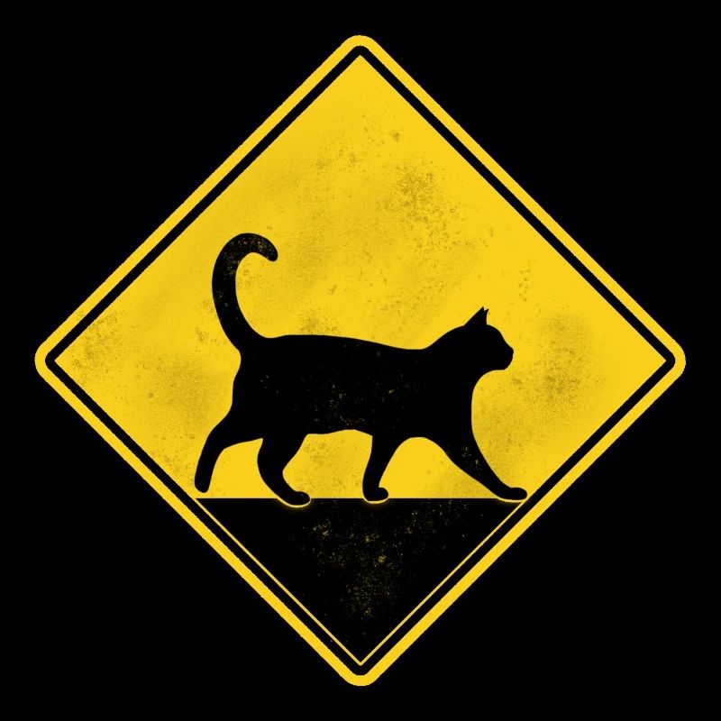 Chat panneau de signalisation jaune