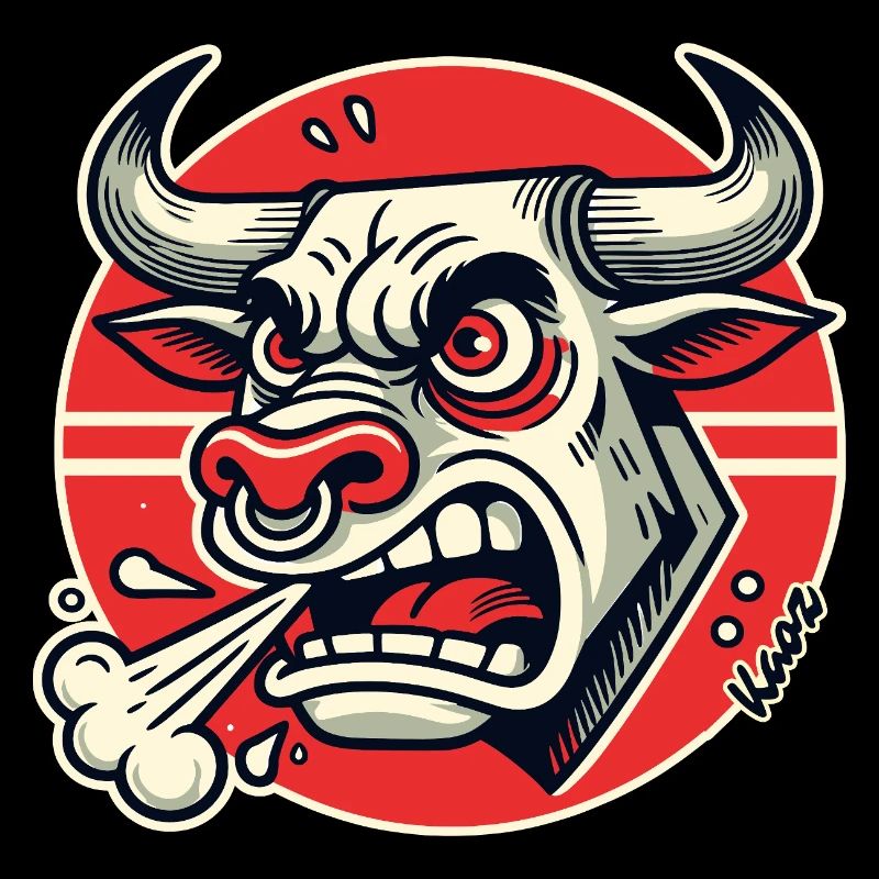 Logo rétro du Taureau en Colère