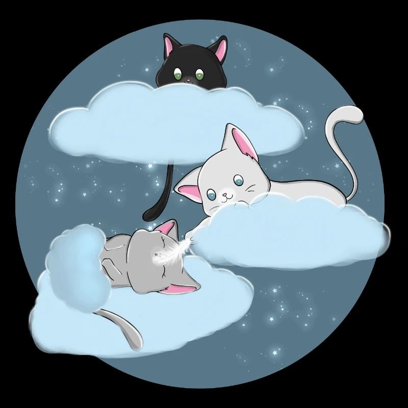 Kawaii Three Cats Cloud Sleep Shirt