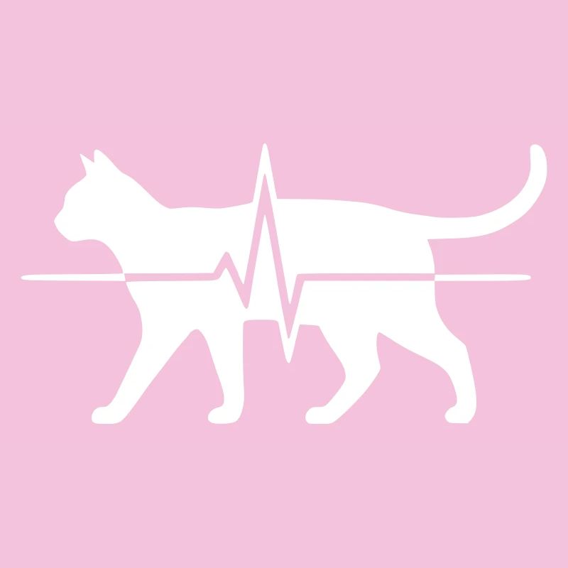 Cat Heartbeat ECG Line Clean Vector