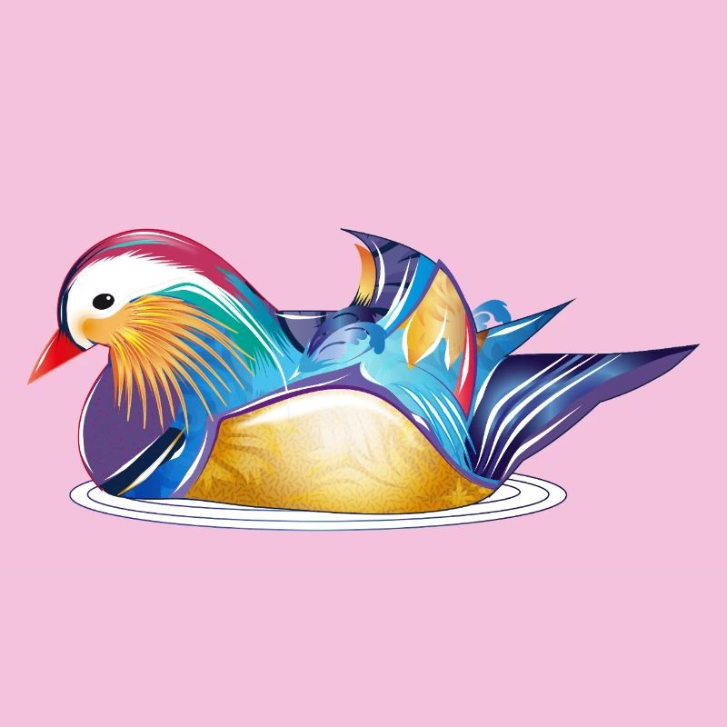 Colourful mandarin duck on the water – colourful elegance