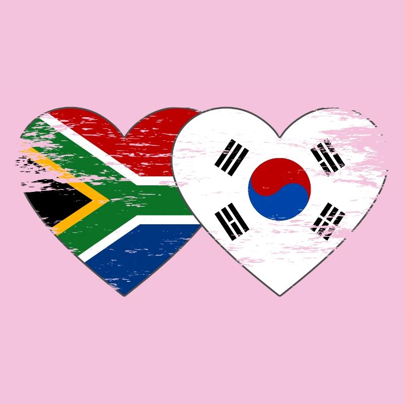 Afrique du Sud Drapeau de la Corée du Sud Coeur