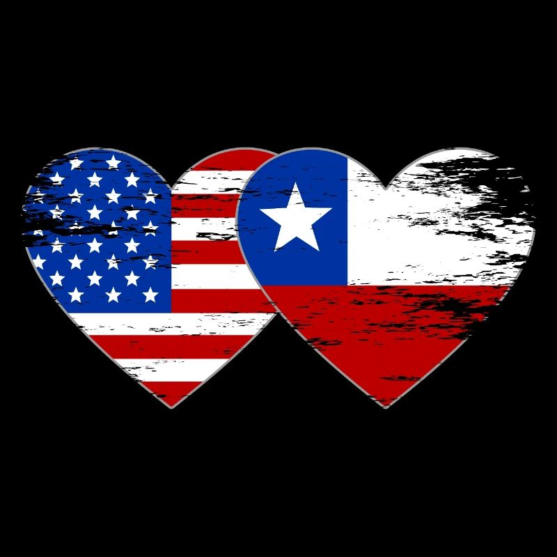 USA Chile Flag Heart