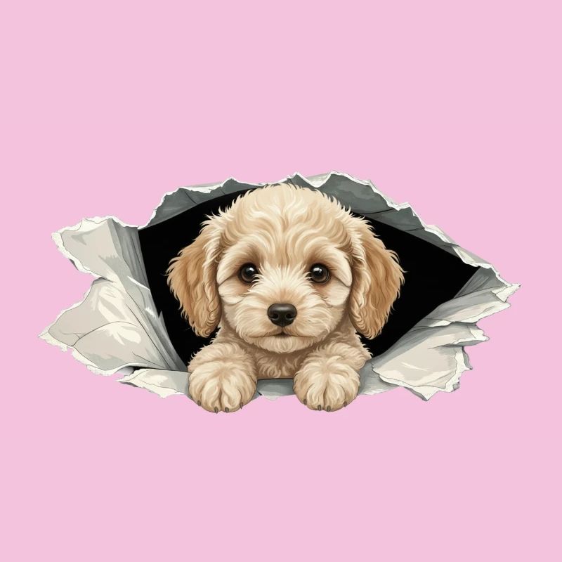 Niedlicher Cockapoo Goldendoodle Zerrissenes Papier