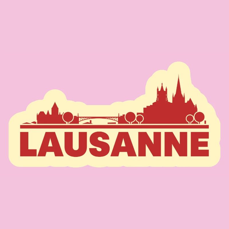 Lausanne Skyline Retro