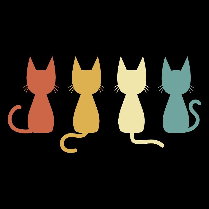 Minimalist Colorful Retro Cat Lover Gift