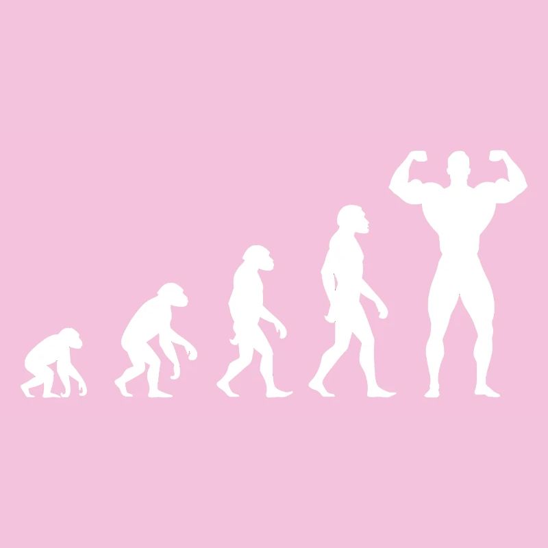 Evolution from prehistoric man to muscleman