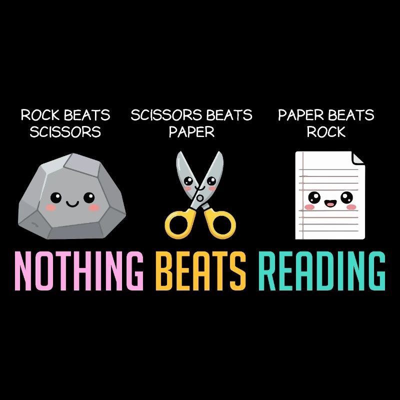 Nichts geht über das Lesen von Buch, Stein, Papier, Schere, Papier,