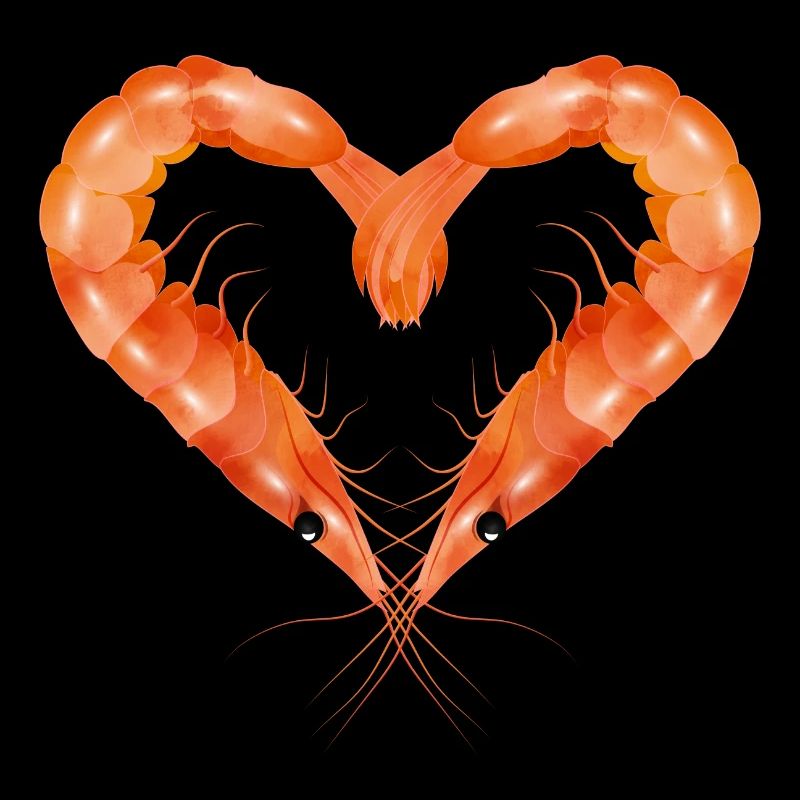 two prawns or shrimps designed in heart shape