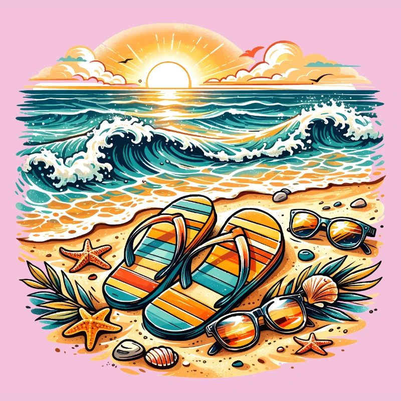Sunset on the beach illustration