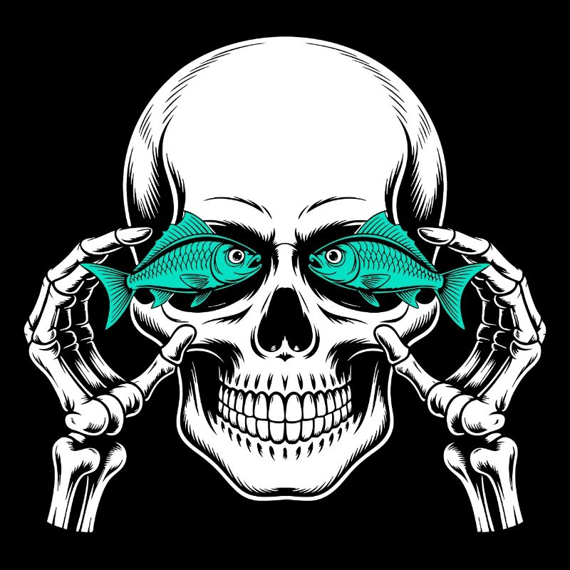 Totenkopf mit Fisch
