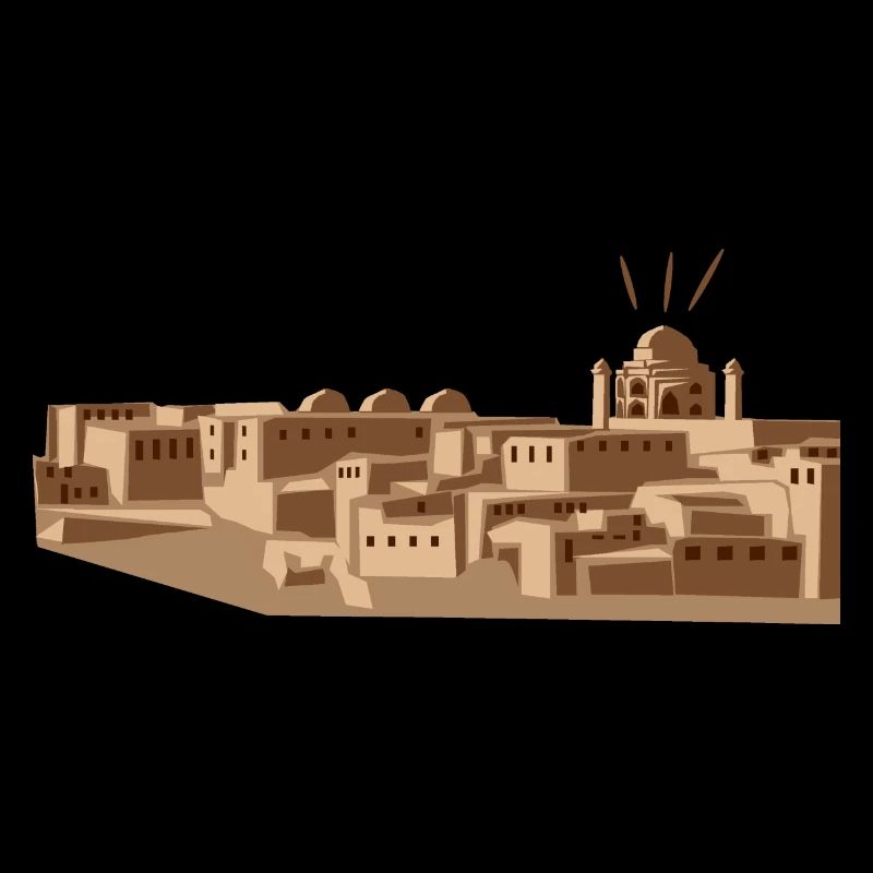 Ville du désert avec mosquée