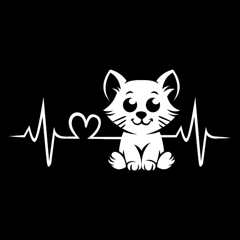 Cat Heartbeat - Motif de chat de dessin animé mignon